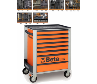 Beta Tools Chariot à outils C24S / 8 O + 5904VI / 3T | Rempli | 8 Chargement Orange 142 pièces